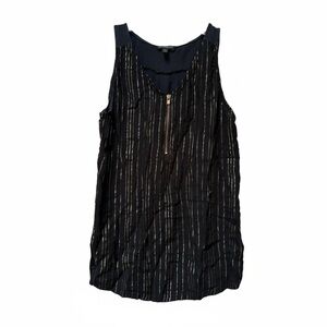 Express Black & Gold Striped Zip Front Sleeveless Tank XS
